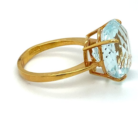 Certified Aquamarine 13.35ct Solid 22K Gold Ring - Picture 4 of 8